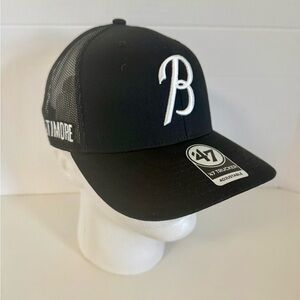 ‘47 Baltimore Orioles City Connect Black Adjustable Trucker Snapback Hat NWT 098